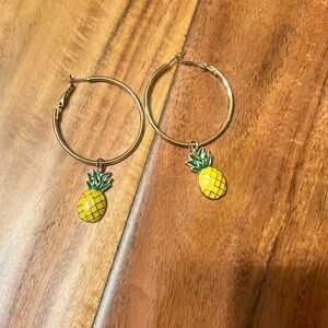 Hoop pineapple dangle earrings